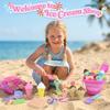 Foldable Beach Toy Set, Including Foldable Sand Bucket, Shovel, Net Bag And Sand Mold, Ice Cream-shaped Travel Beach Toy.16pcs