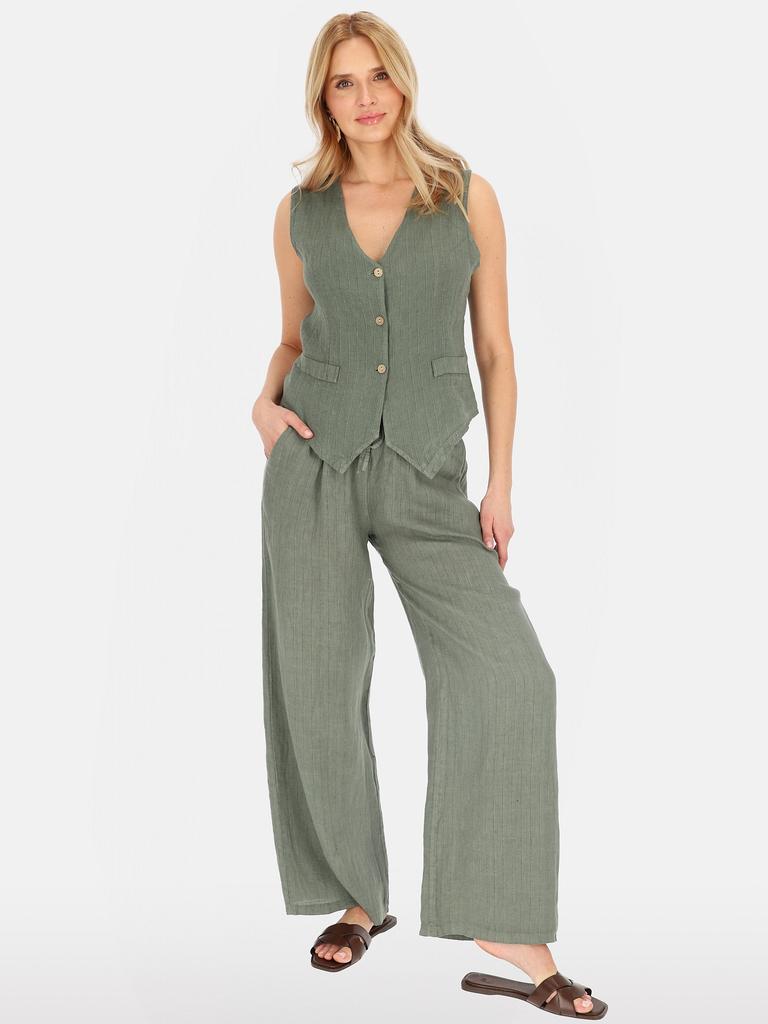 WOMEN' STRIPED LINEN VEST