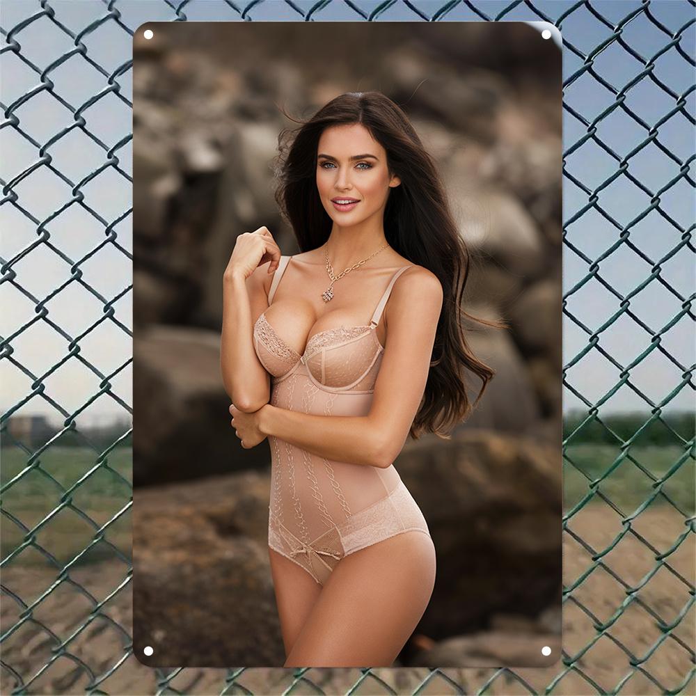 

Vintage Aluminum Art Sign x Inch Pinup Girl Metal Wall Decor Durable PreDrilled Office Home Decor Gift for Art Lovers 20x30cm（7.8x11.8inch）
