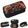 Cool Flame Off Road Vehicle Print Pencil Cases for Students School Pen Box Pencil Bag Big Capacity Pencil Pouch