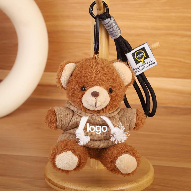 Cute Cotton Bear Plush Doll Bag Pendant Backpack Decoration Plush Toy Custom Logo Bag Hanging Accessories