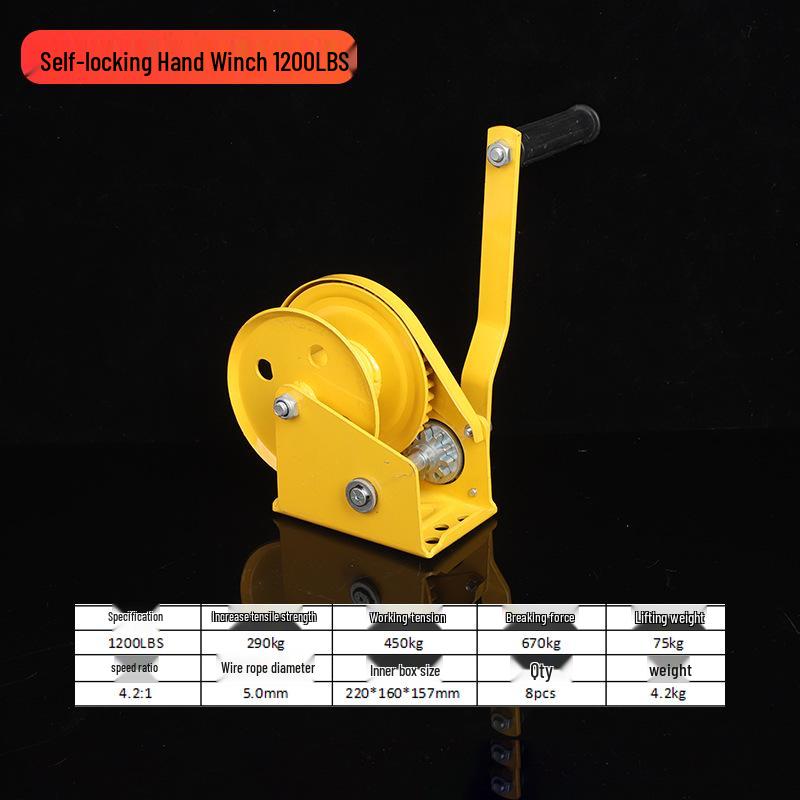 Vinciu manual bidirecțional autoblocant de 1200 lbs pentru ridicare și tracțiune casnică