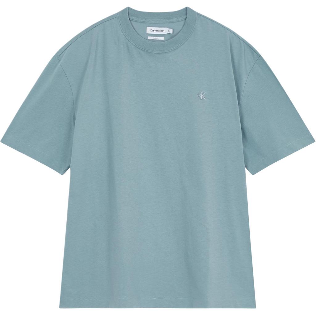 Calvin Klein Casual Minimalist Letter Embroidered Round Neck Short Sleeve T-Shirt Men Tops Blue Gray 40HM229-AYY
