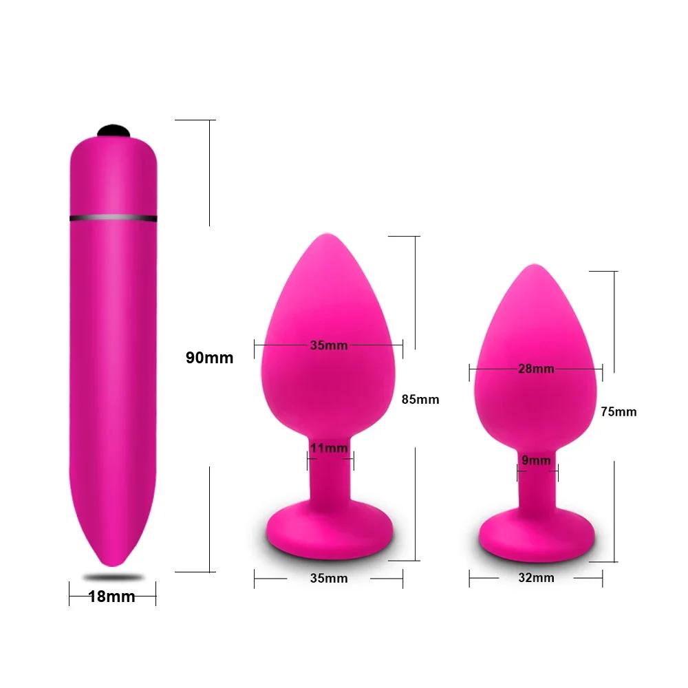 Anal Plug Butt Vibrator Women Men Gay Soft Silicone Erotic Bullet Penetration Anal Plug Bullet Dildo S/M/L Sex Toys for Adults