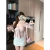 Pure Desire Style Suit Pink Thin Cardigan Short Outwear Women's Clothing Autumn Inner Wear Lace-up Tube Top Vest Two-Piece Set