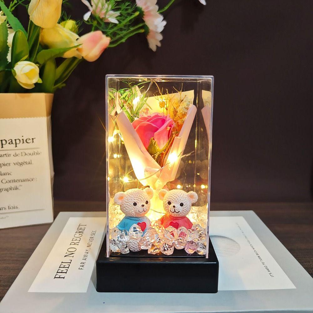 with Transparent Cover Rose Lampshade  Mother's Day Valentine's Day Couple Gift
