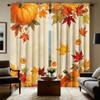 2pc Pumpkin and maple leaf print curtains   polyester fabric   machine washable   suitable for bedroom and living room decoration
