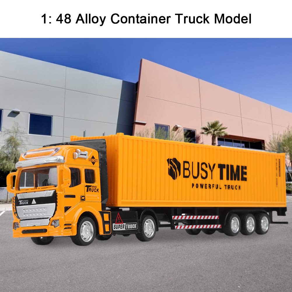 1:48 Container Truck Toy, Construction Truck Model Toy, Kids Collection Christmas Gift Birthday Gift Yellow, Cargo Truck