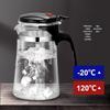 Flowing Cup Teapot with One-Button Separation Tea Infuser and Filter Glass Teacup Set