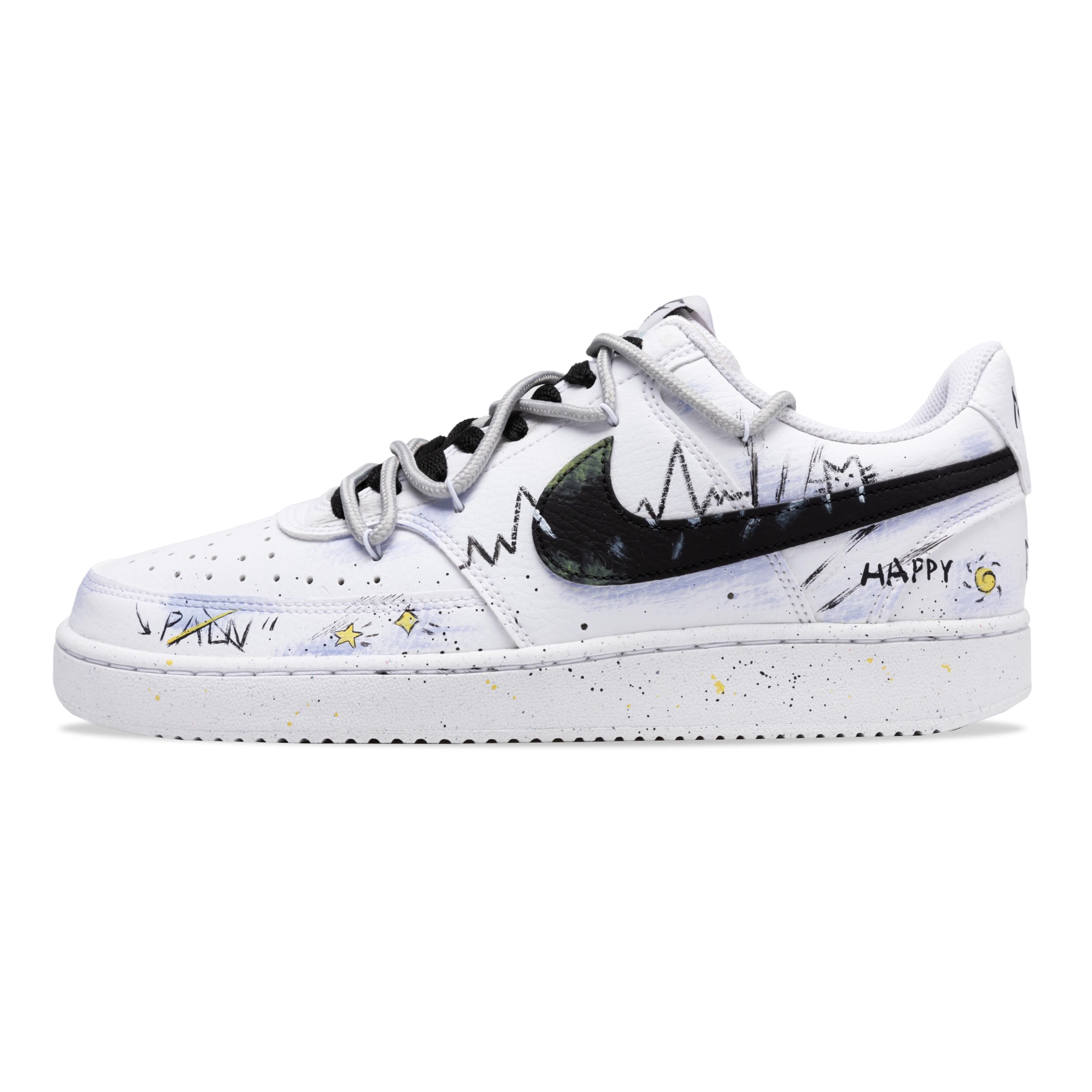

Nike Court Vision 1 Kitten Graffiti, Light And Power Abrasion Resistant Low top Skateboard Shoes Unisex White DH2987-101(Team422-) 42