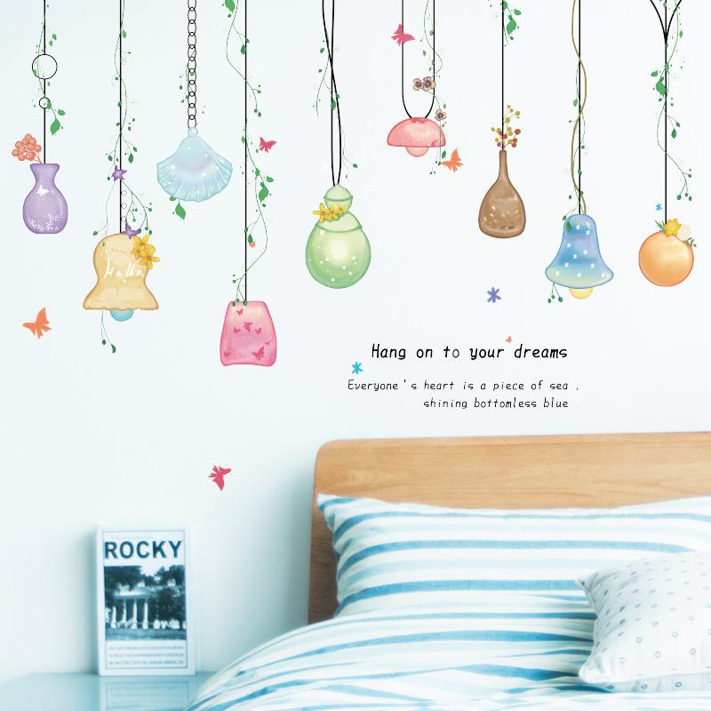 Adesivo da Parete Lampadario Stile Nordico Colorato Rimovibile Decorazione Sfondo TV per Camera da Letto e Soggiorno Adesivo Vetro Finestra
