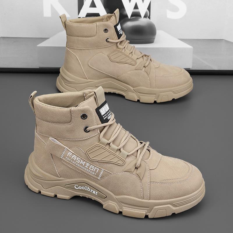 

Men s shoes Martin boots new casual versatile fashion labor insurance shoes thick-soled non-slip wear-resistant high-top tooling shoes 43 хакі