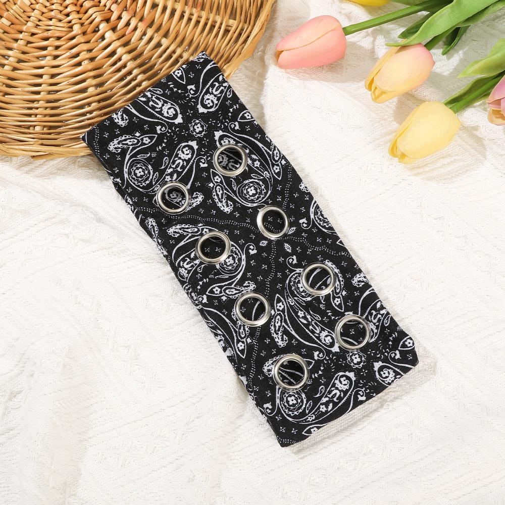 Cashew Pattern Hollowed Out Eyelets Headband Leopard Print Yoga Elastic Hair Band Casual Wear Style 6