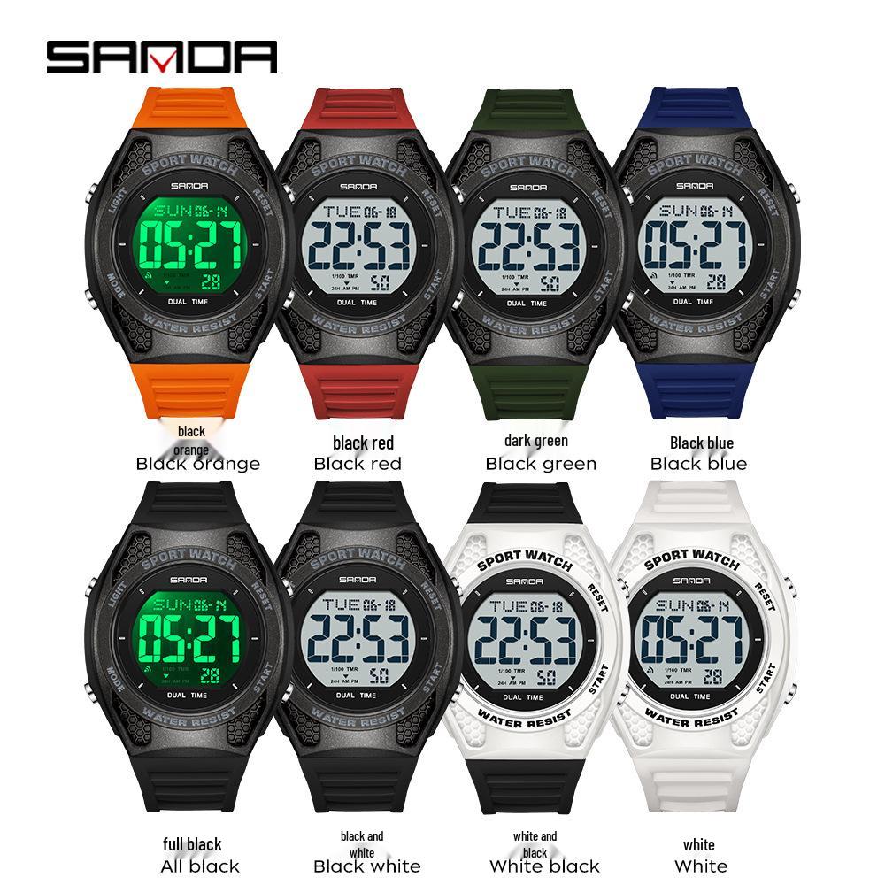 Sanda Multi-Function Waterproof Sport Watch with Alarm & Seven-Color Luminous Display
