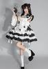 YZZYQQ Maid Cute Black and White Outfit with Gothic Alice in Wonderland Princess Classical and Plus Size Maid Size S Costume, Cosplay, Ribbon, Lolita,