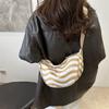 2025 Four Seasons Contrasting Stripes One Shoulder Underarm Bag Fashion Commuter Dumpling Bag Women's Ins Large Capacity Crossbody Bag