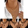 Collier Pendentif Multicouche Géométrique Cœur Étoile Pièce de Monnaie pour Hommes Femmes Style Noir Or Argent