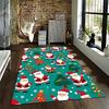 Christmas Santa and Tree Pattern Carpet for Home Decoration - Green Suitable for use as an anti-slip for living room bedroom sofas