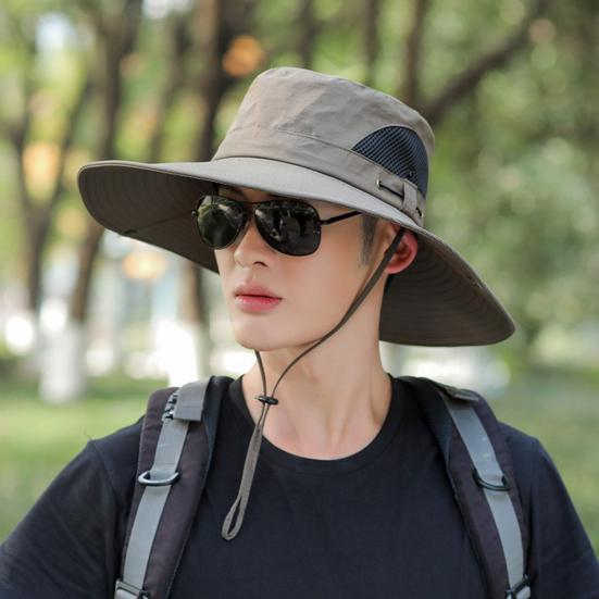 Adjustable Wide Brim Fisherman Hat Polyester Fiber 56 cm 1 Pc
