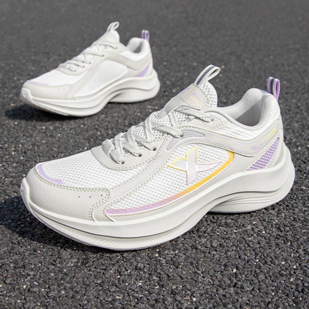 Xtep Simple Versatile Breathable Lightweight Low-Top Casual Running Shoes Women sneaker White Purple 875218110040-6
