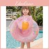 Adorable Animal Pattern Children's Swim Float With Handle Inflatable Inner Ring Pink