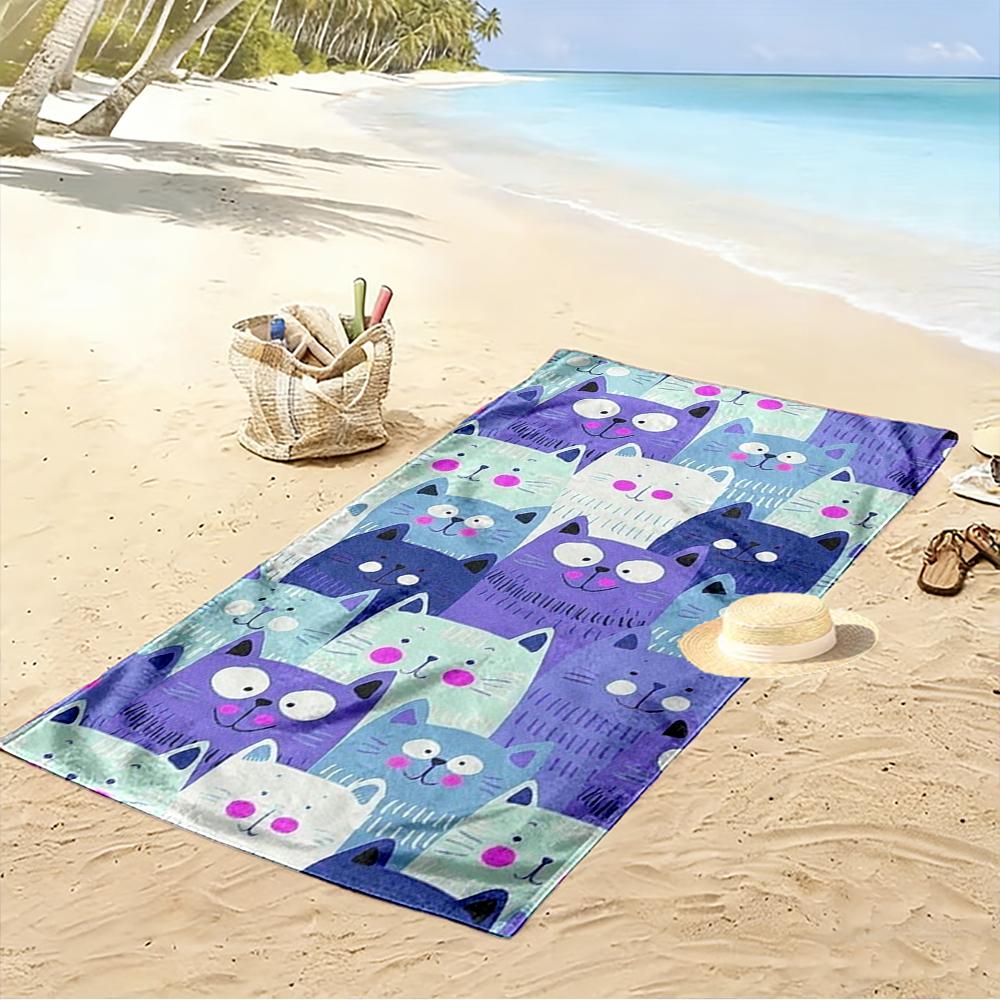 Colorful Cartoon Cats Beach Towel Beach towel quick-drying for travel outdoor sports jogging beach and swimming