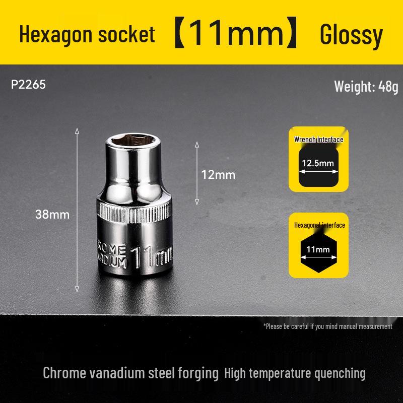Metric Mirror Finish 1/2" Short Socket Manual Gear Tooth Hex Star Socket