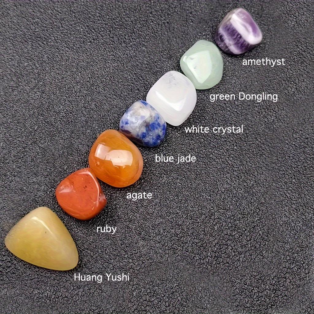 14pcs Natural Stone Double Terminated Points Irregular Tumble Pebble Black Box Set Holiday Gift Box Tiger Eye Rose Quartz