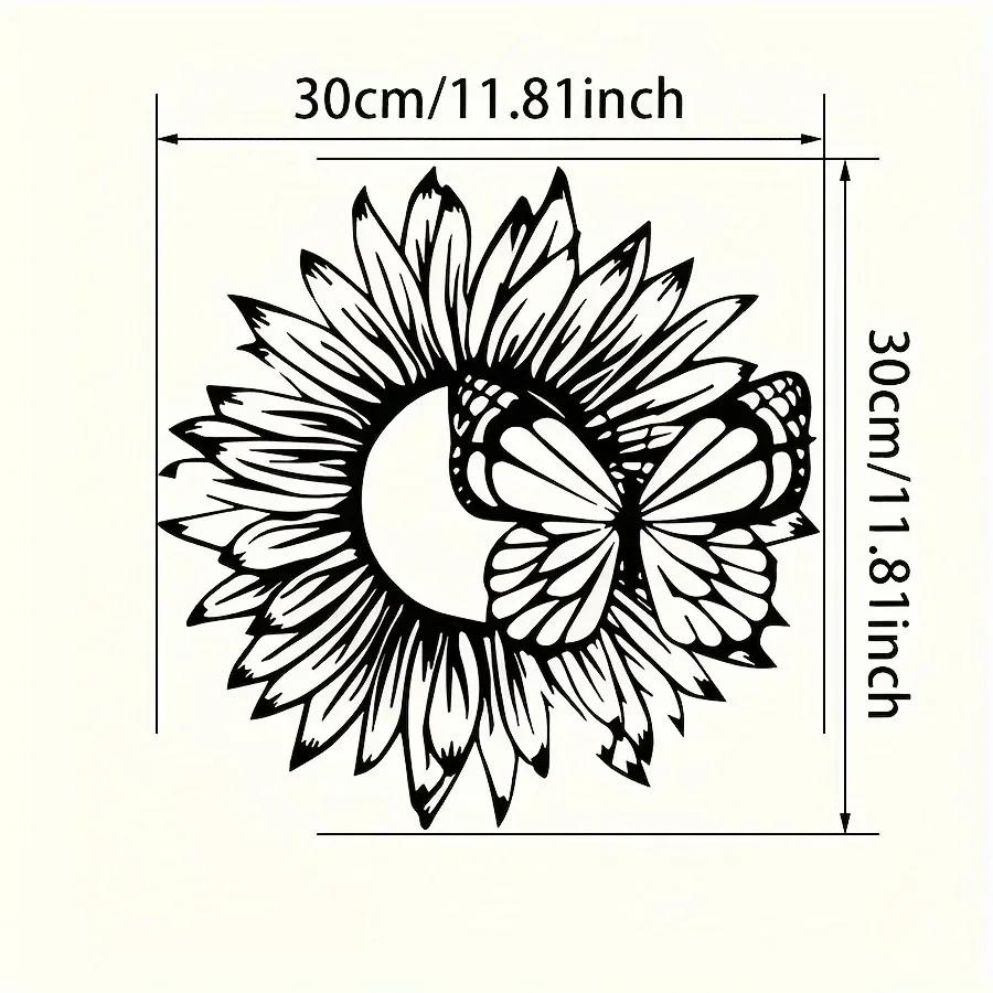 

Черный подсолнух и бабочка 3D металлическая настенная живопись - идеальный подарок на День матери. Деревенский декор для внутреннего и наружного пространства. Знак в фермерском стиле. чёрный