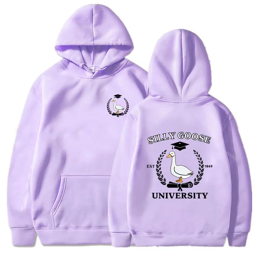 Silly Goose University Print Clothes Prevalent Vintage Casual Hoodies Autumn Men/women Fleece Sweatshirt Regular Pullover Blouse