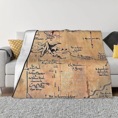 L-Władca Pierścieni Śródziemie Mapa Miękki Koc Niestandardowe Kocyki na Kanapę Pościel Salon 125*100cm Narzuta