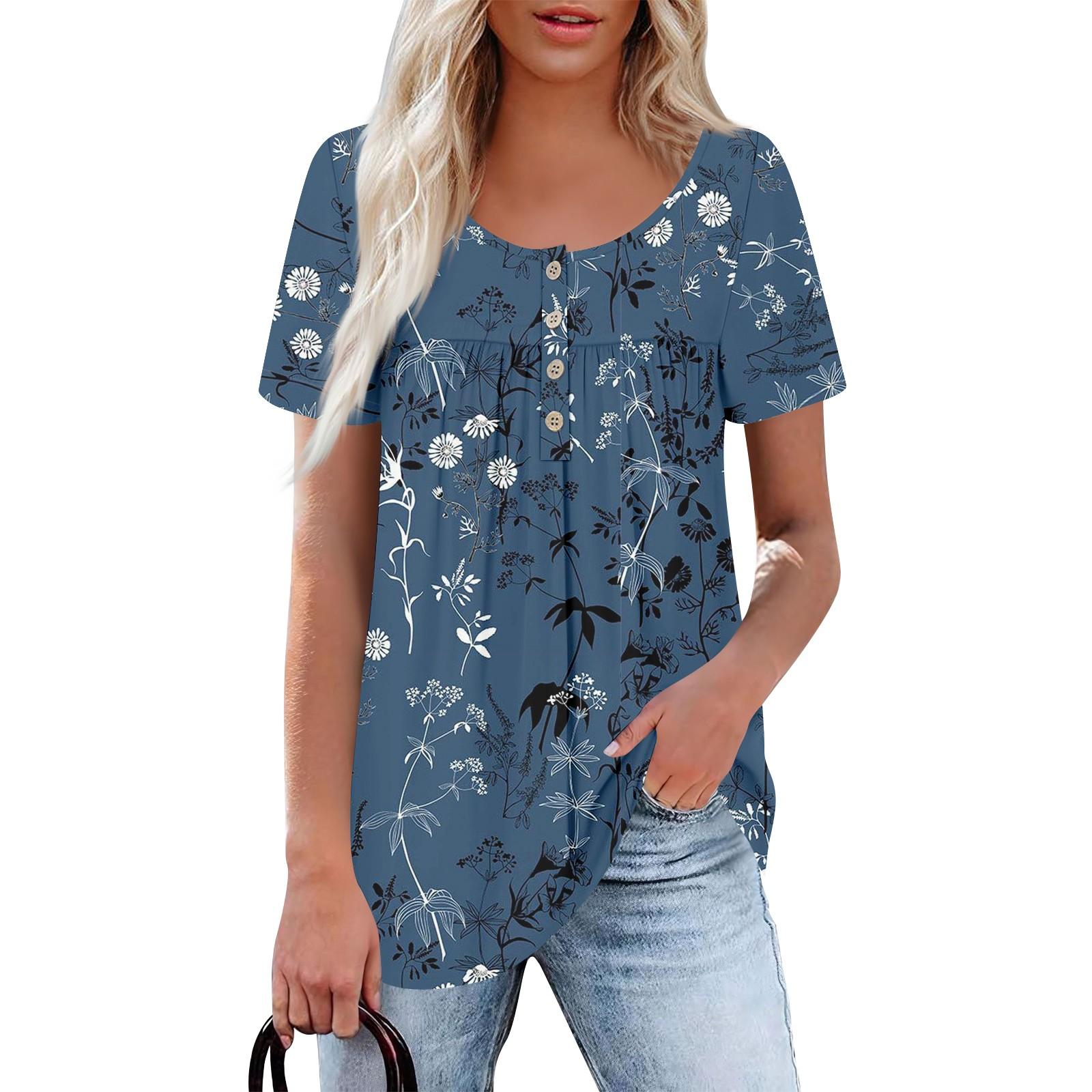 

Женский повседневный топ с круглым вырезом, коротким рукавом, воротником на пуговицах, оборкой на груди, однотонный топ M синий