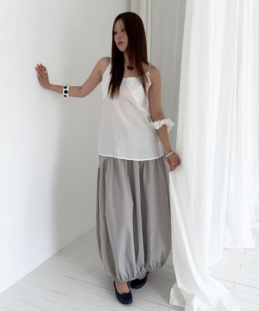 Seutaetigbeullum Volume Banding Long Skirt (Light Grey)