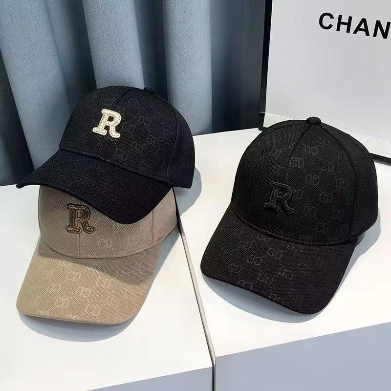 Baseball Cap With Embroidered R Letter For Outdoor Sun Protection Casual Wear