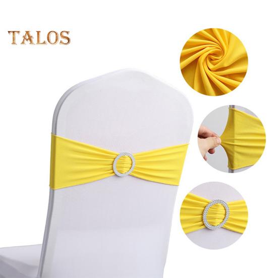 10 Pcs Chair Back Covers Solid Color with Round Buckle Elastic Reusable Seat Belt for Parties Weddings Celebrations Banquet Chairs Hotel Dining Chair