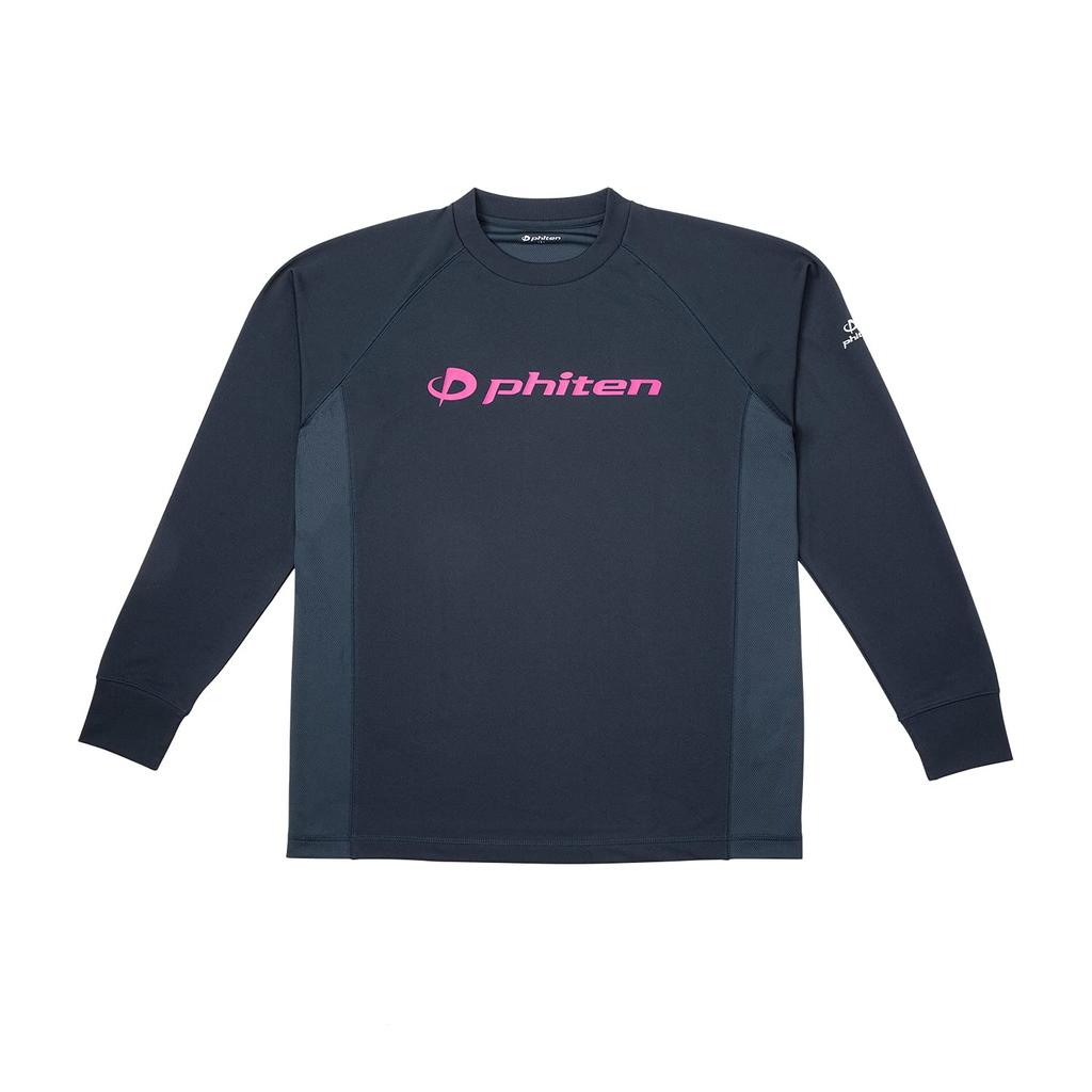 Phiten RAKU SPORTS Long Sleeve Logo S (SMOOTH DRY) Navy/Pink