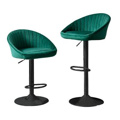 STILLO Bar Stool, Green, Velour Fabric