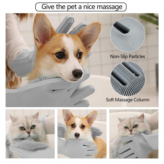Pet Cleaning Gloves, Anti-Slip Pet Grooming Gloves, Silicone Soft Tooth Bathing Massaging Gloves, Multipurpose Glove for Pet Care And Household