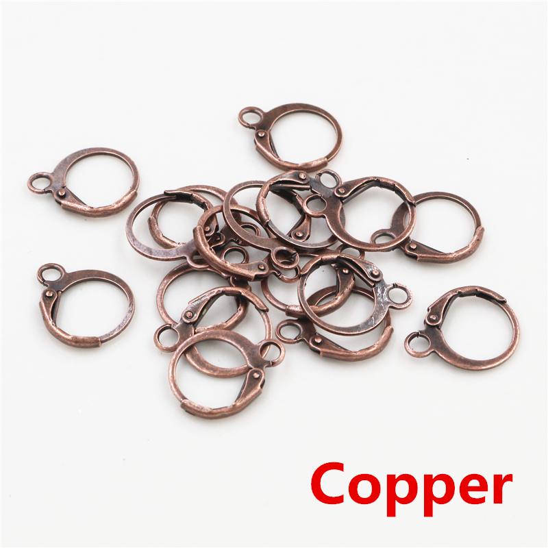 

14x12mm 30pcs High Quality Silver Plated Rose Gold Color Rhodium Plated Brass French Earring Hooks Wire Settings Base Whole Sale медный