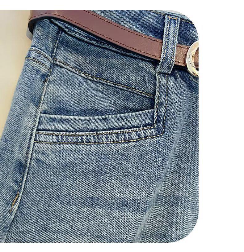 2025 Spring/Summer Front Slit High Waist Denim Midi Skirt - Light Blue, Retro Versatile