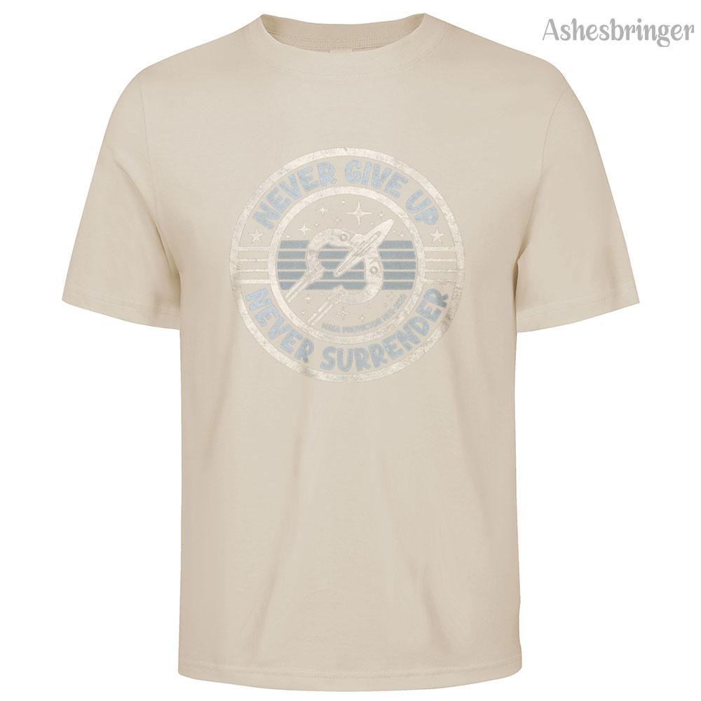 Mens Cotton Never Give Up, Never Surrender! Graphic T Shirt On Unisex Street Casual Style Tee for Men and Women