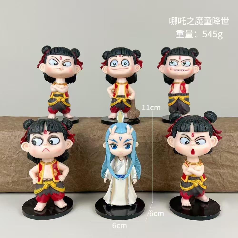 6pcs/set Anime Ne Zha Figure Magical Children Roar Figurine Model Statue Toy Gift