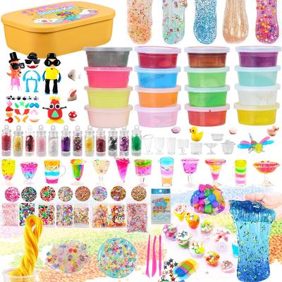 UQTOO Slime Kit, Crystal Clay DIY Set, Toy, Crafting Tool, Goldfish Bowl Beads, Fruit Slices, Colorful Foam Confetti, Clay Play, Includes 16 Pieces