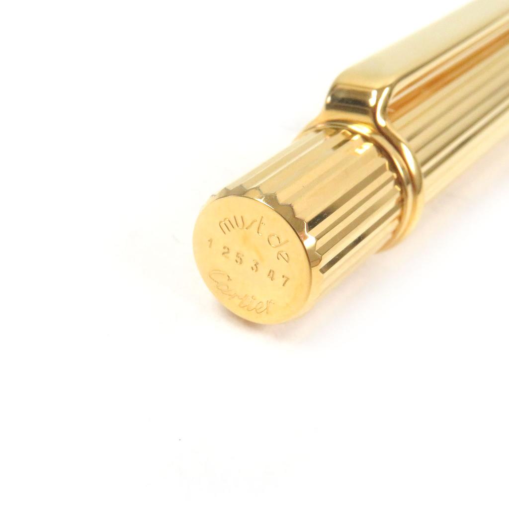 Excellent Cartier Ballpoint Pen Must De Cartier Twisted Stripes Gold Mens Used