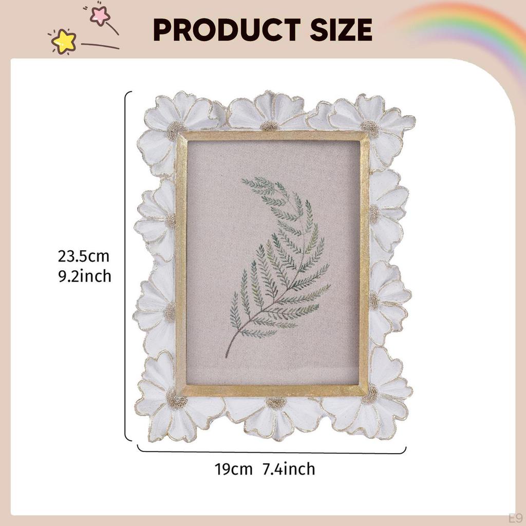 Decorative Resin Photo Frame , Vintage Holder for Classic European Ornament, Floral
