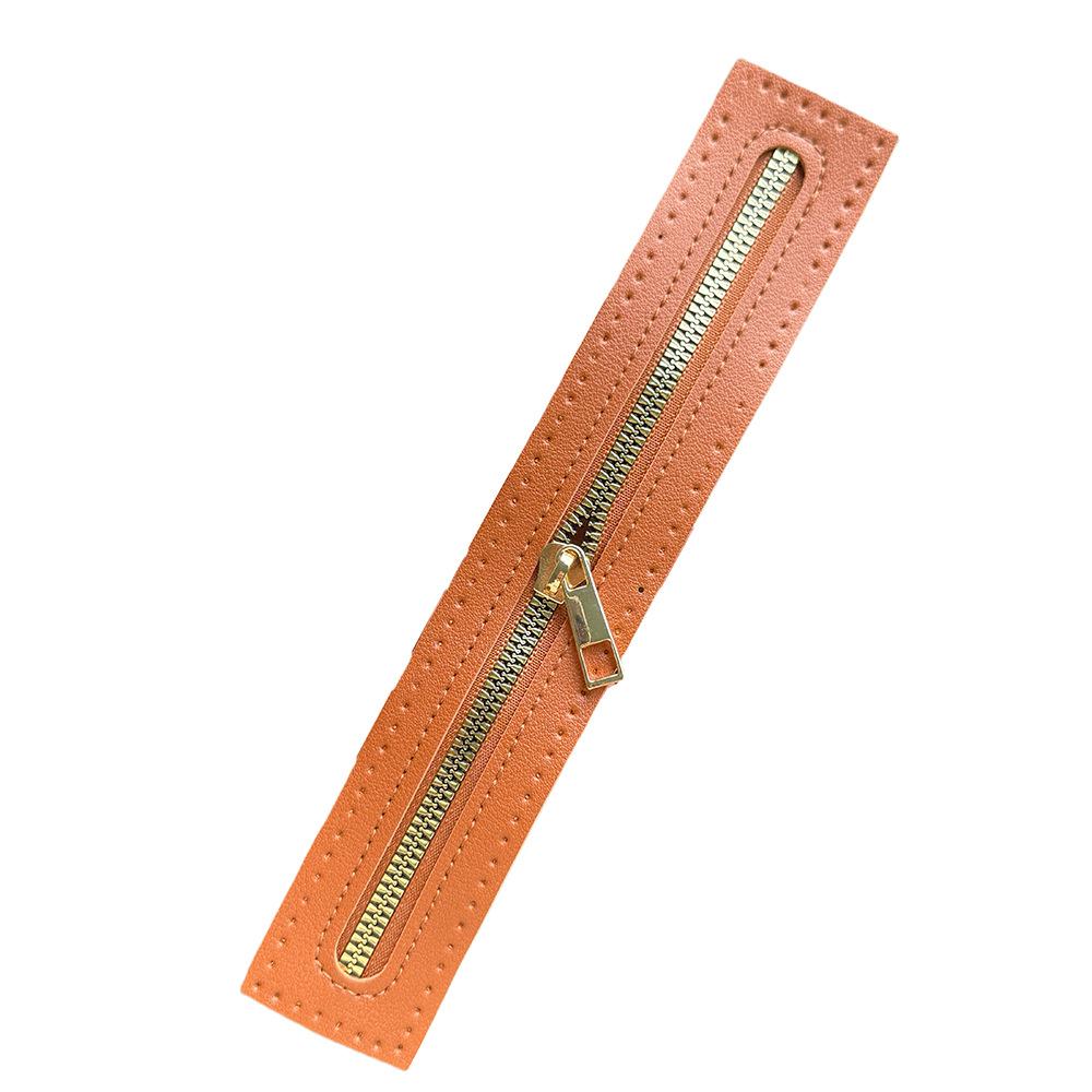 Long PU Band Zippers Close-end Auto-lock Type Gold Color Metal Zipper DIY Bag Accessories