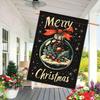 Merry Christmas Crystal Ball Holly Snowflake Double-Sided Garden Flag  Polyester Outdoor Lawn Decoration, No Electricity Needed - 1PC