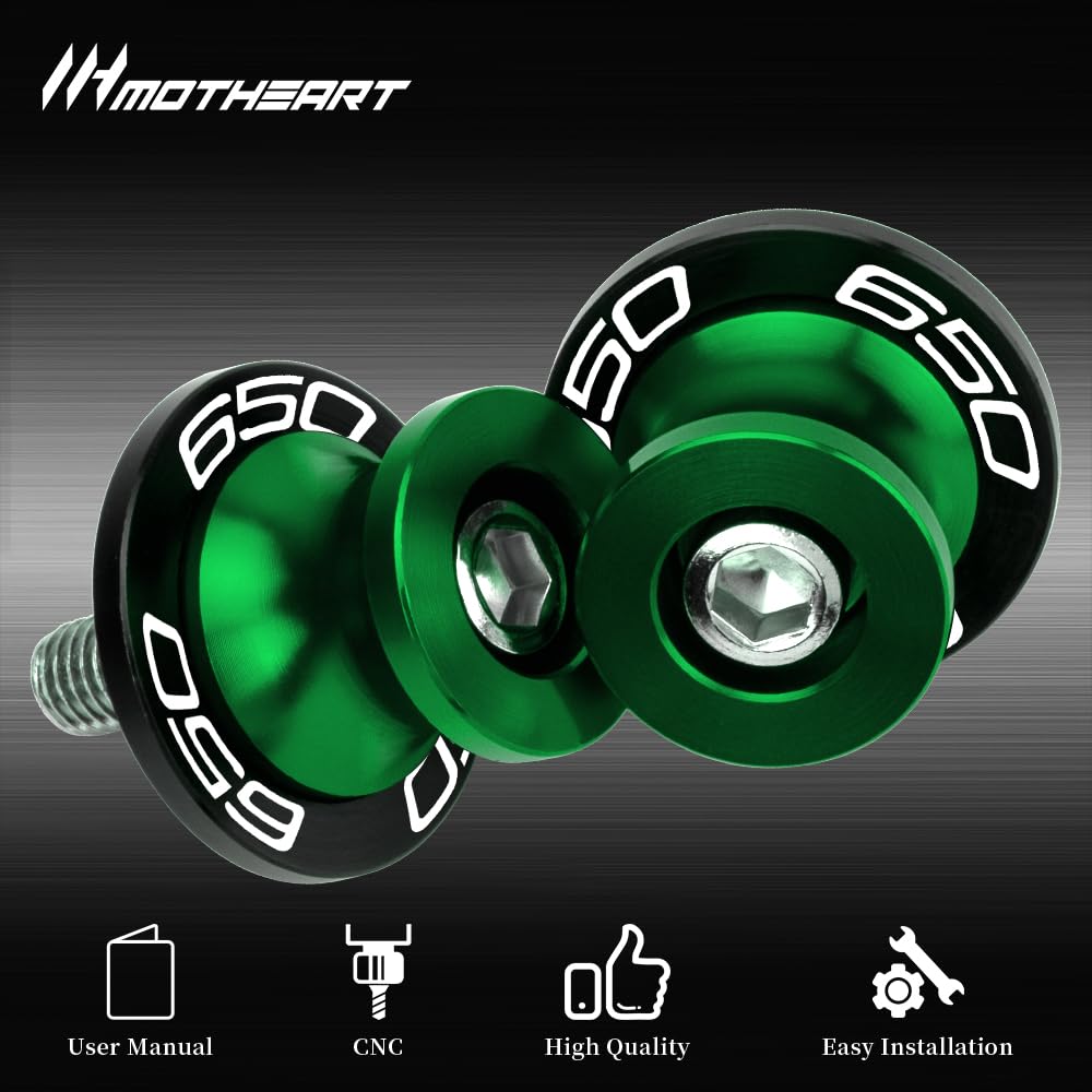 MotHeart M8 Swing Arm Bobbin Compatible Z650RS 2022-2024 Paddock Stand Shock Absorption Protective Slider z650rs Part (Green)