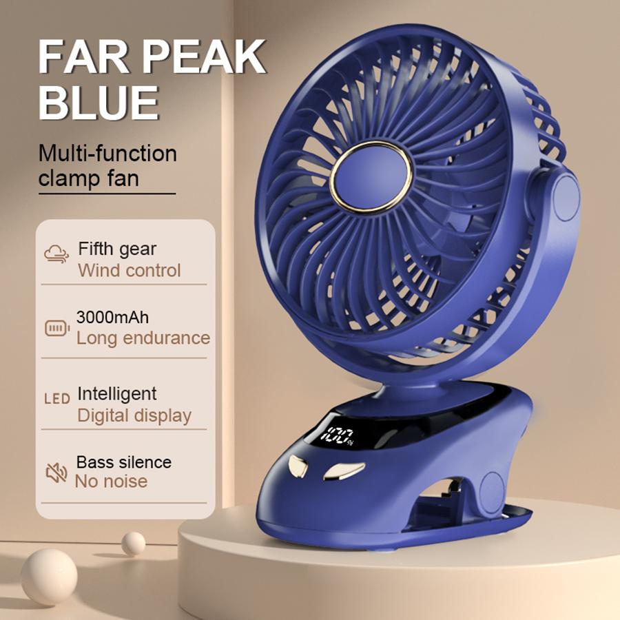 2024 New LED Digital Display Rechargeable Clip Fan Portable Fan Air Conditioner with Night Light Perfect for Student Dormitory