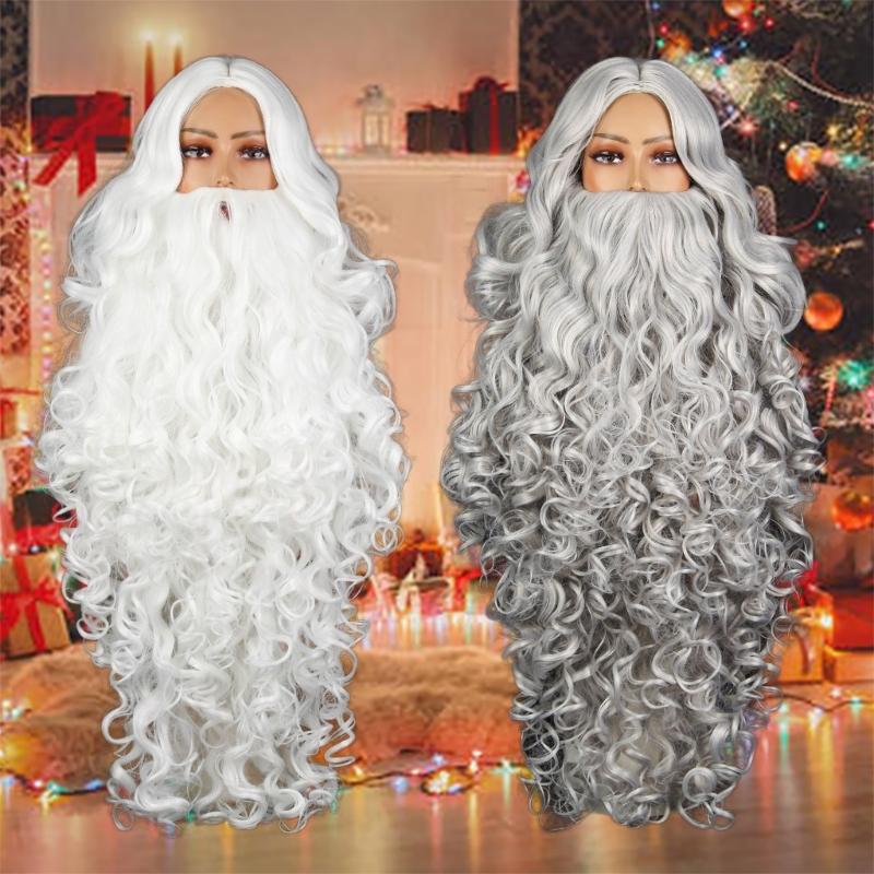 Santa Fancy Dress Costume Santa Clauses Wig and Beard Set for Cosplay Christmas